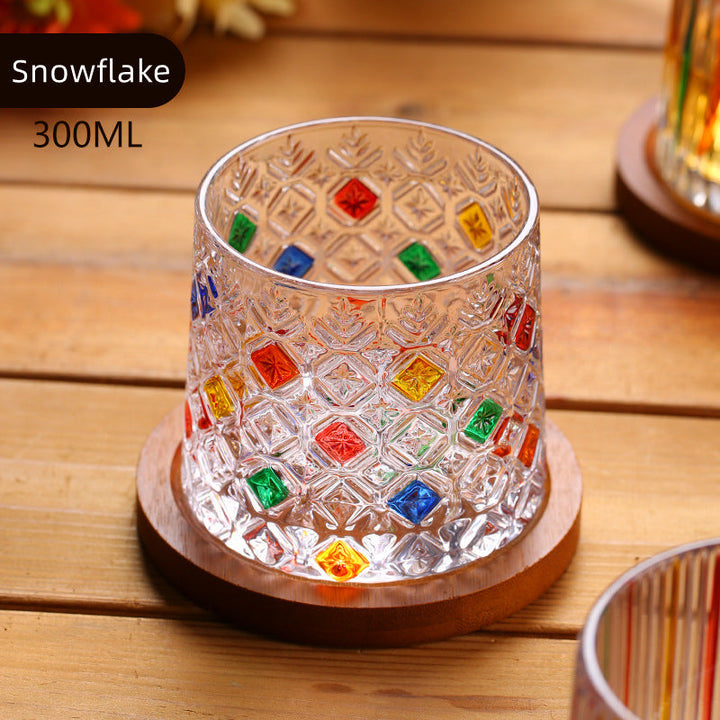 Roterende Multi Farge Flettet Whisky Glass Med Gaveeske | Luvikno