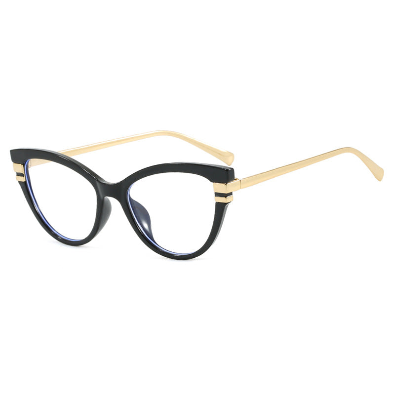 Dame Cat-Eye solbriller med elegant plastramme og gullaccentuer Luvikno