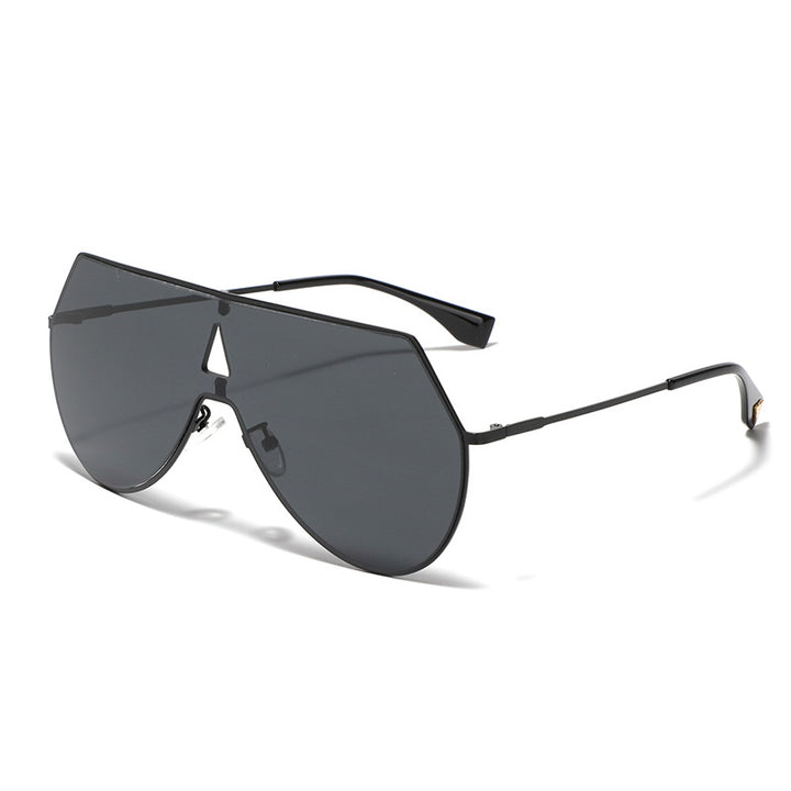 Dame futuristisk oversized solbriller med beskyttende metallramme Luvikno