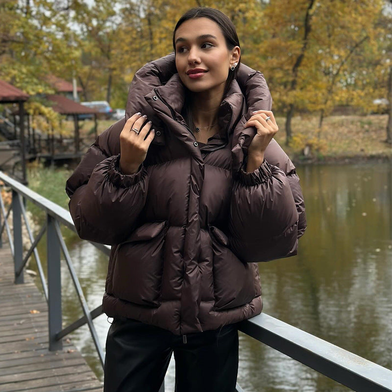 Dame quiltet vinterjakke med oversized hette Luvik