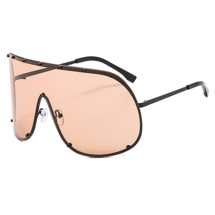 Damer futuristisk solbrille med stor ramme og innovativ design Luvikno