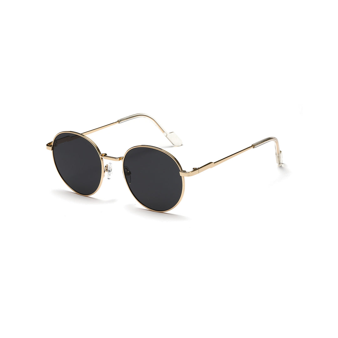 Dame rund solbrille med luksuriøs metallramme og UV-beskyttelse Luvikno