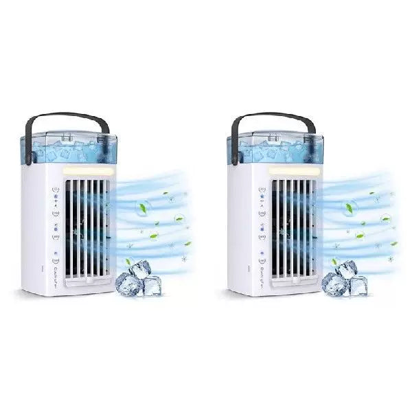 Unisex standardstørrelse mikro-desktop-evaporasjonskjøler med utskiftbar aktivt kull-kjølepute USB-drevet justerbare lameller Luvikno