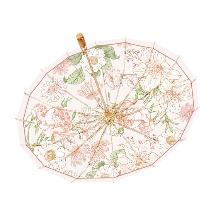 Dame elegant designer-paraply med blomsterdesign Luvikno
