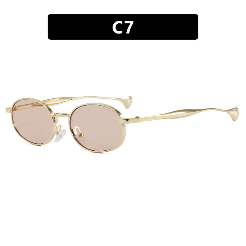 Dame robust rund solbrille med speilglass Luvikno