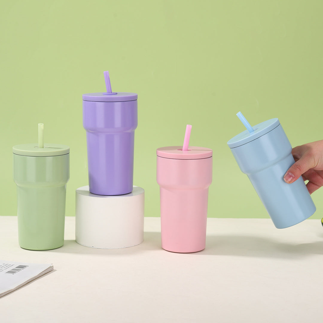 Unisex Isolert Drikkebecher med Støvbeskyttelseslokk og Strå Luvikno