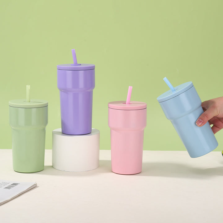 Unisex Isolert Drikkebecher med Støvbeskyttelseslokk og Strå Luvikno