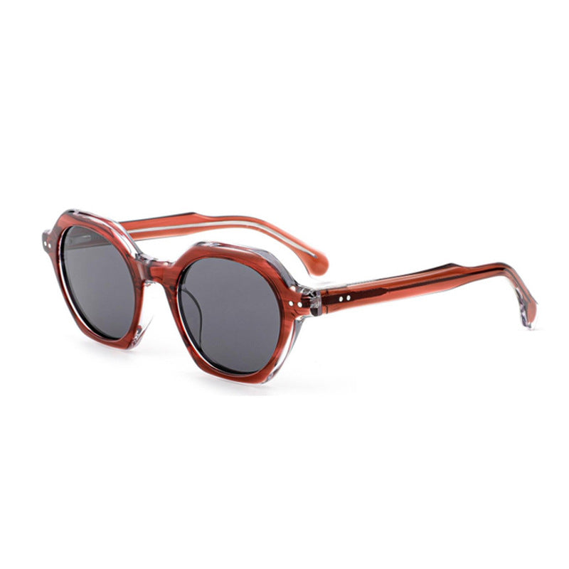 Dame solbrille i stilfull, sekskantet design med robust ramme og UV-beskyttelse Luvikno