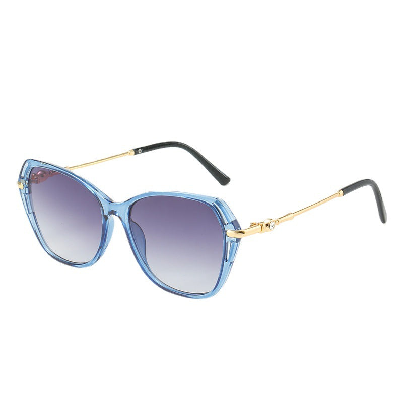 Dame moter Cat-Eye solbrille med elegant metallramme Luvikno