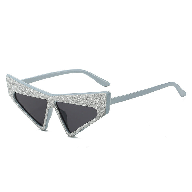 Dame futuristisk solbrille med glitrende ramme Luvikno
