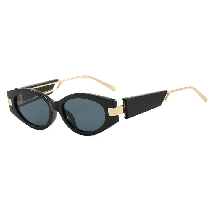 Dame elegant Cat-Eye solbriller med gullige detaljer Luvikno