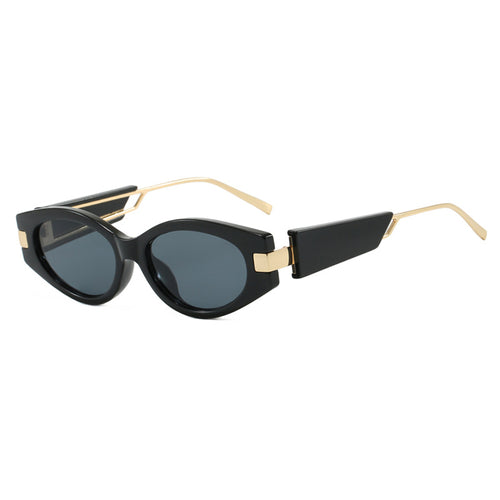 Dame elegant Cat-Eye solbriller med gullige detaljer Luvikno