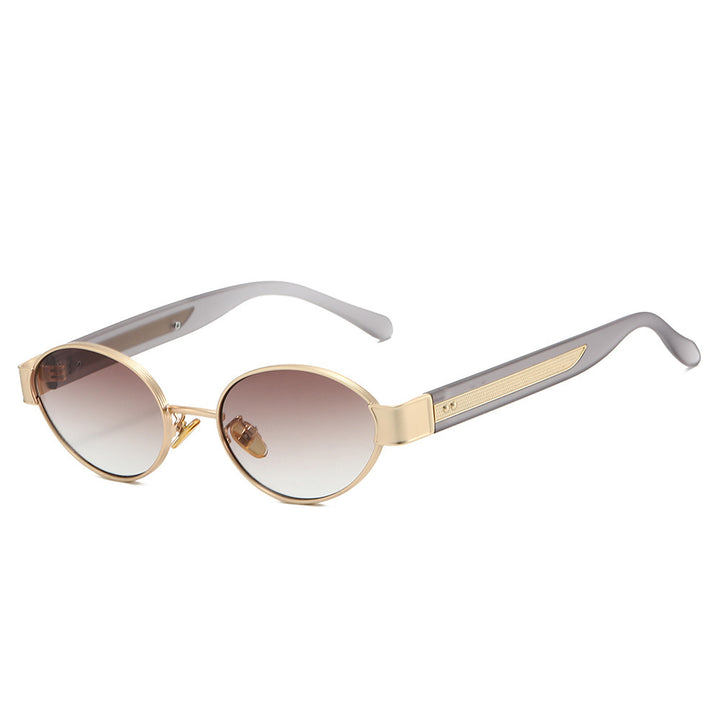 Dame solbrille i moderne, ovale ramme med harmonisk fargekombinasjon Luvikno