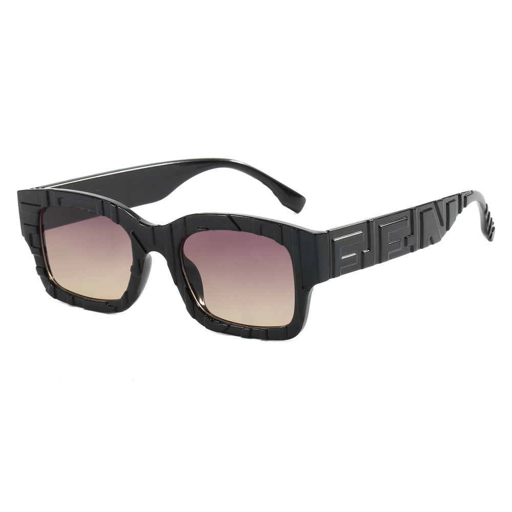 Damer moteriktig firkantet solbrille med strukturert ramme og UV-beskyttelse Luvikno