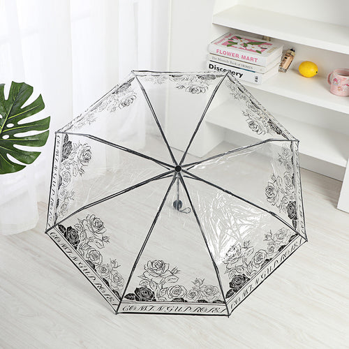 Damer elegant gjennomsiktig paraply med romantisk design Luvikno