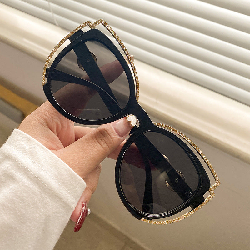 Dame Cat-Eye solbriller med glitrende detalj Luvikno