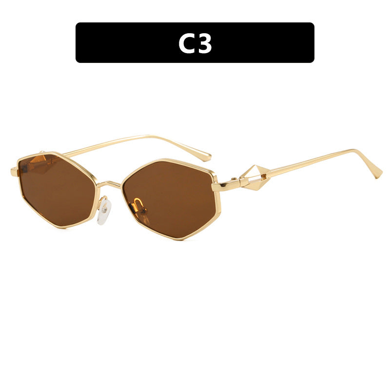 Dame geometrisk solbrille med beskyttende UV-filter og high-end metallramme Luvikno