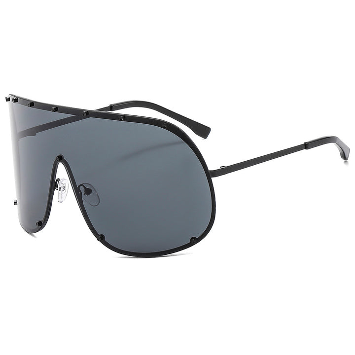 Damer futuristisk solbrille med stor ramme og innovativ design Luvikno
