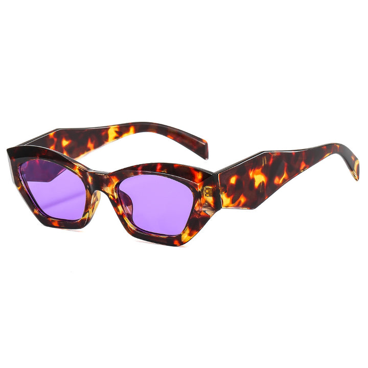 Dame geometrisk designer solbrille med glitrende ramme Luvikno