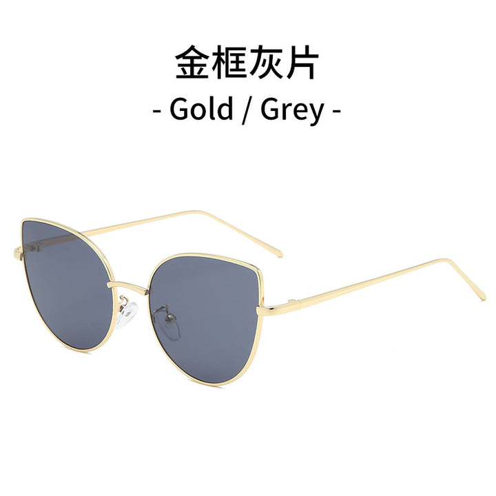 Dame cat-eye solbrille med filigran gullramme Luvikno