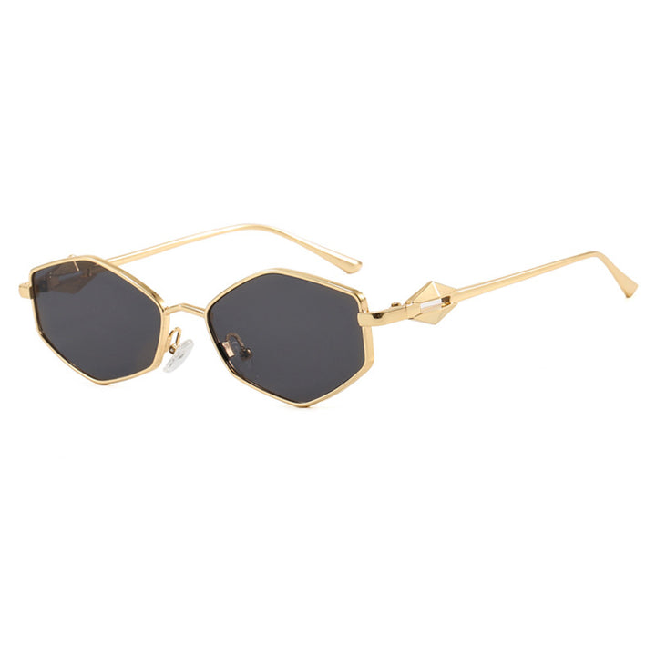 Dame geometrisk solbrille med beskyttende UV-filter og high-end metallramme Luvikno