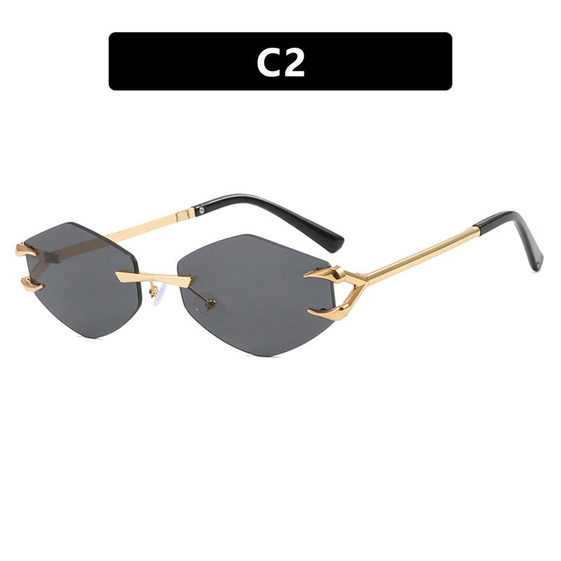 Dame ekstravagant hexagonal solbrille med innovativ ramme og UV-beskyttelse Luvikno