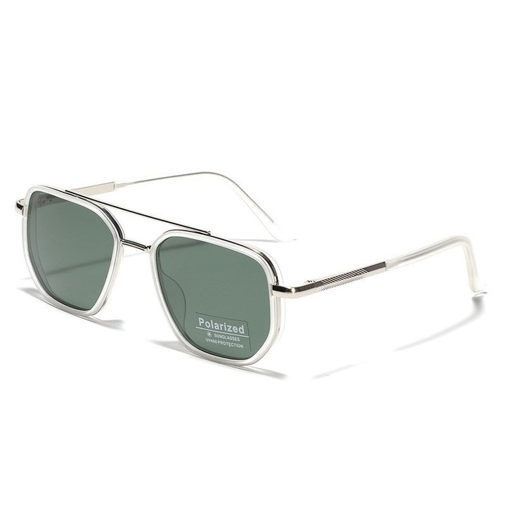 Dame kvadratisk solbrille med polarisert glass og elegant metallramme Luvikno