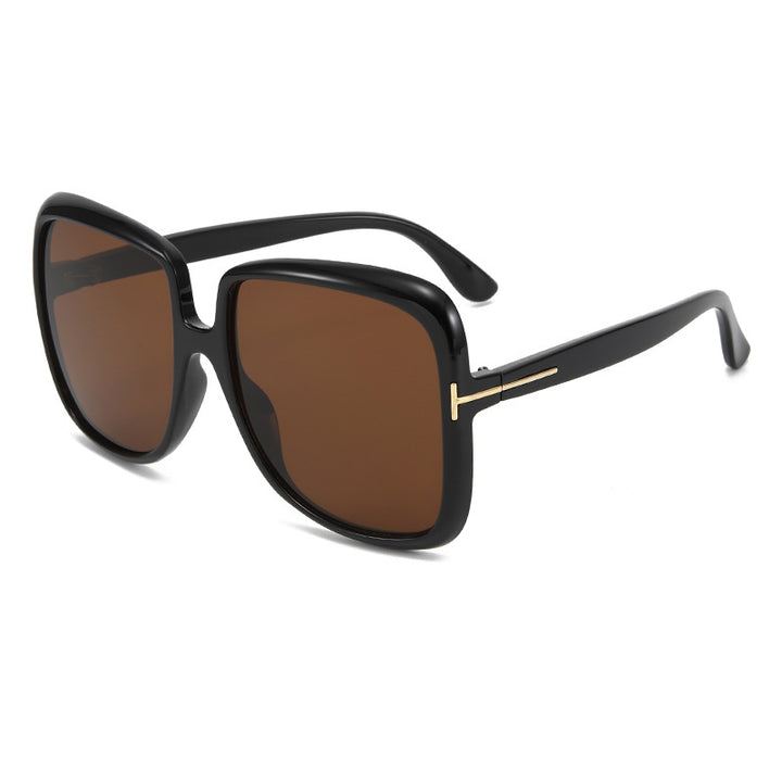 Dame elegant oversized solbrille med filigranramme Luvikno