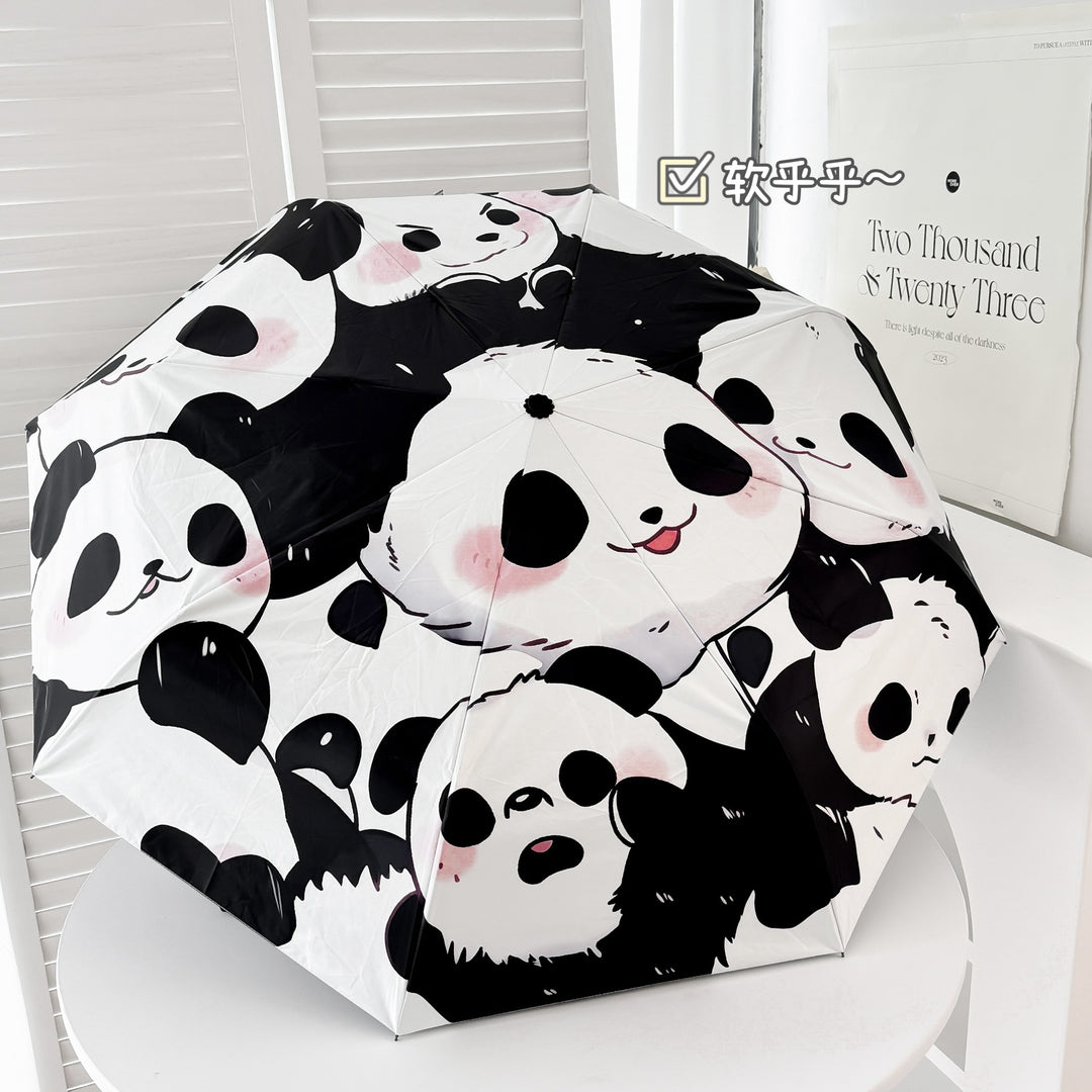 Dame Faltparaply med lekent pandadesign Luvikno