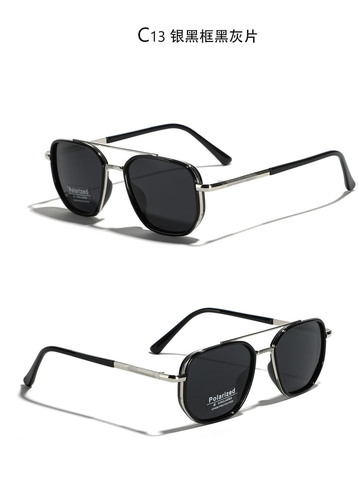 Dame kvadratisk solbrille med polarisert glass og elegant metallramme Luvikno