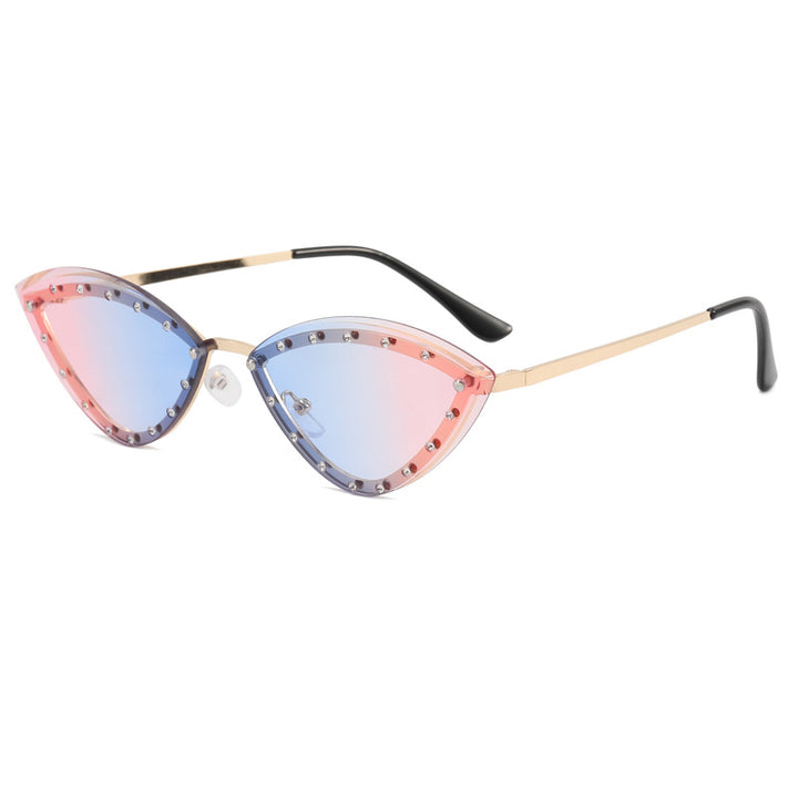 Dame Cat-Eye solbriller med glitter-detaljer Luvikno