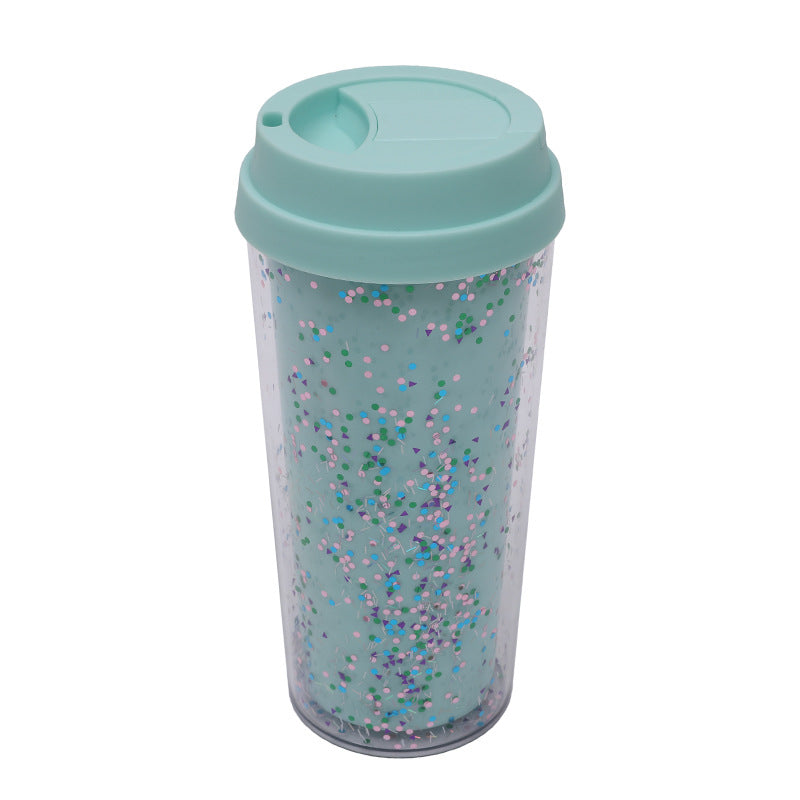 Dame Glitter Drikkekopp med Lekkasjefri Lokk og Ergonomisk Håndtak Luvikno