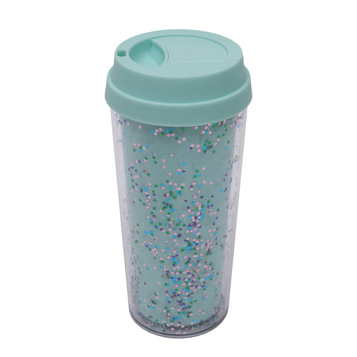 Dame Glitter Drikkekopp med Lekkasjefri Lokk og Ergonomisk Håndtak Luvikno