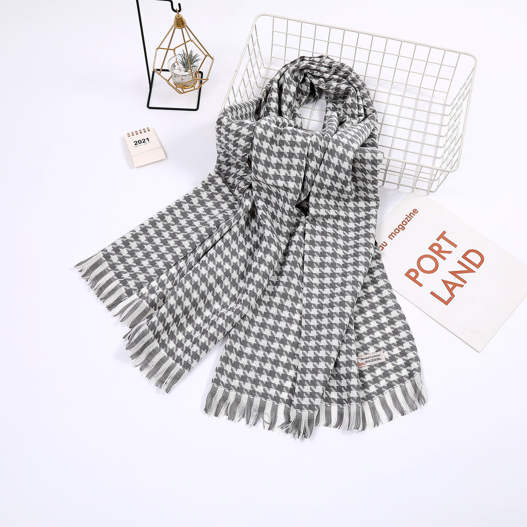 Dame elegant skjerf med houndstooth mønster Luvikno