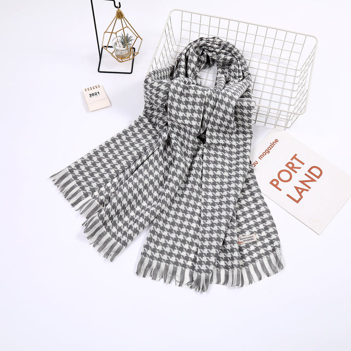 Dame elegant skjerf med houndstooth mønster Luvikno
