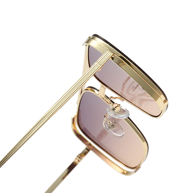 Dame modiske firkantede solbriller med elegant metallramme Luvikno