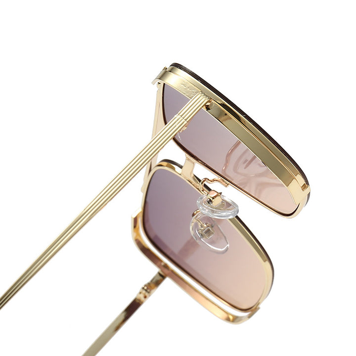 Dame modiske firkantede solbriller med elegant metallramme Luvikno