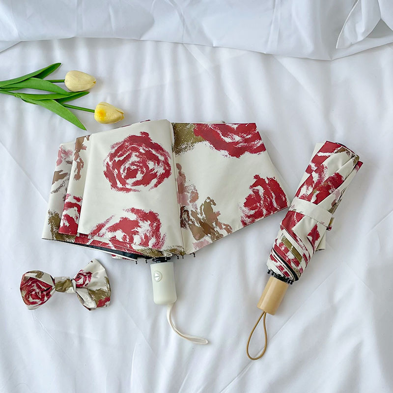 Dame Automatisk Folderegndekker med Blomsterdesign Luvikno
