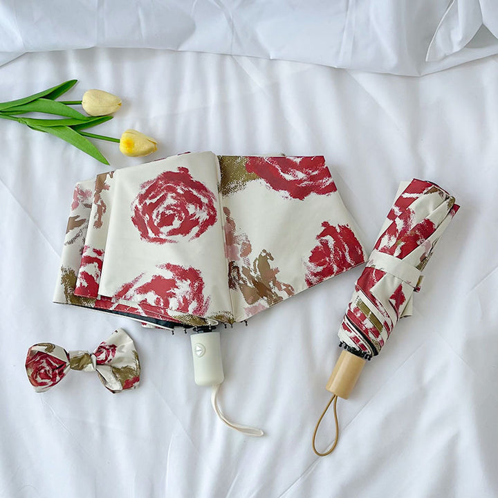 Dame Automatisk Folderegndekker med Blomsterdesign Luvikno