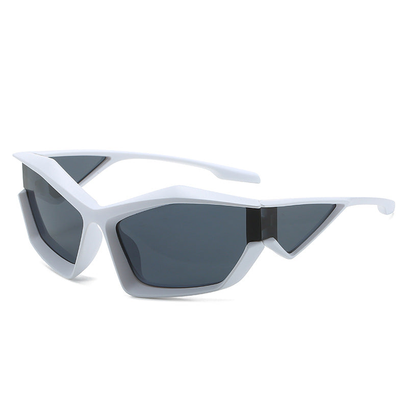 Dame sporty performance solbriller med moderne geometrisk ramme Luvikno
