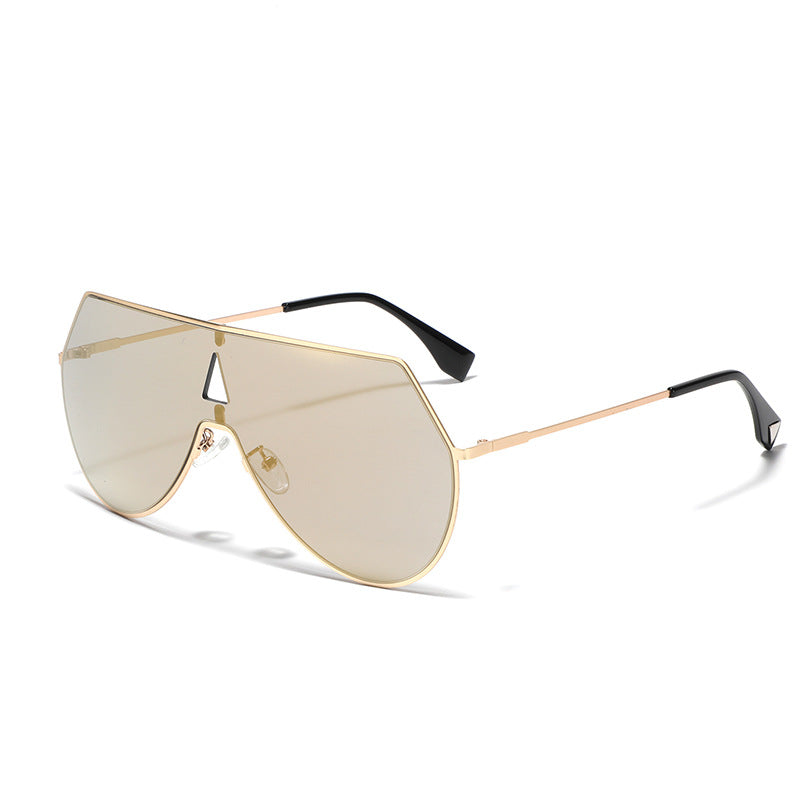 Dame futuristisk oversized solbriller med beskyttende metallramme Luvikno