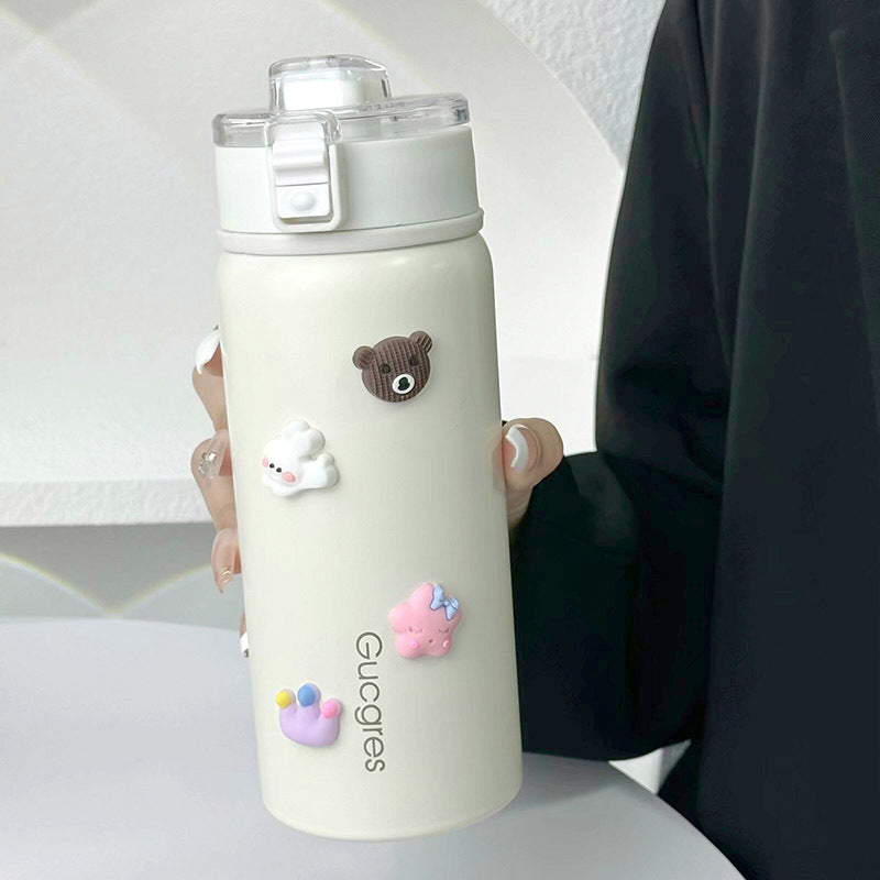 Dame isolerende drikkeflaske med sikker klaffelokk og leken design Luvikno
