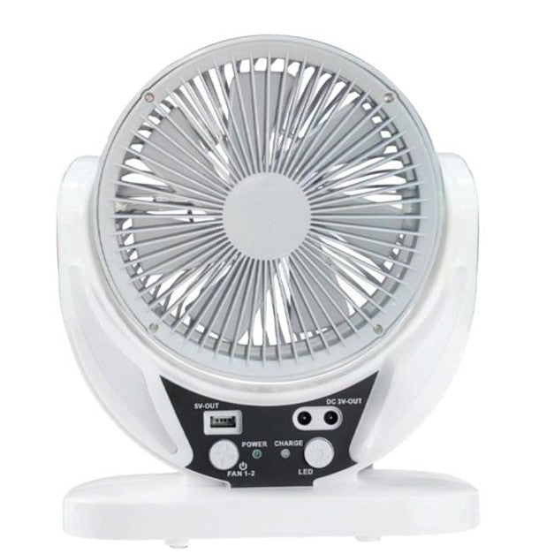 Kvinnens solcelledrevne vifte med LED-lamper og USB-ladingsfunksjon Skanto