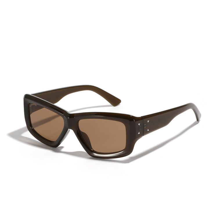 Damer oversized geometrisk solbrille med moderne ramme Luvikno