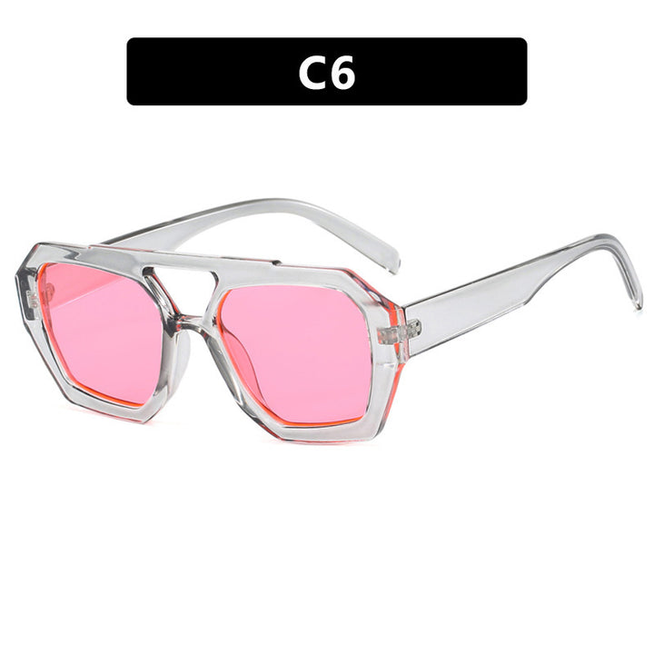 Dame oversized solbrille i markant, åttkantet design Luvikno
