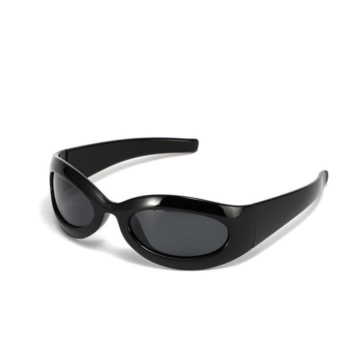 Dame modische retro solbrille i trendy oval design Luvikno