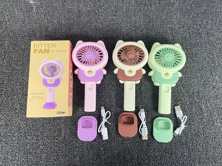 Unisex Bærbar Mini Håndvifte med søtt kattemotiv Luvikno
