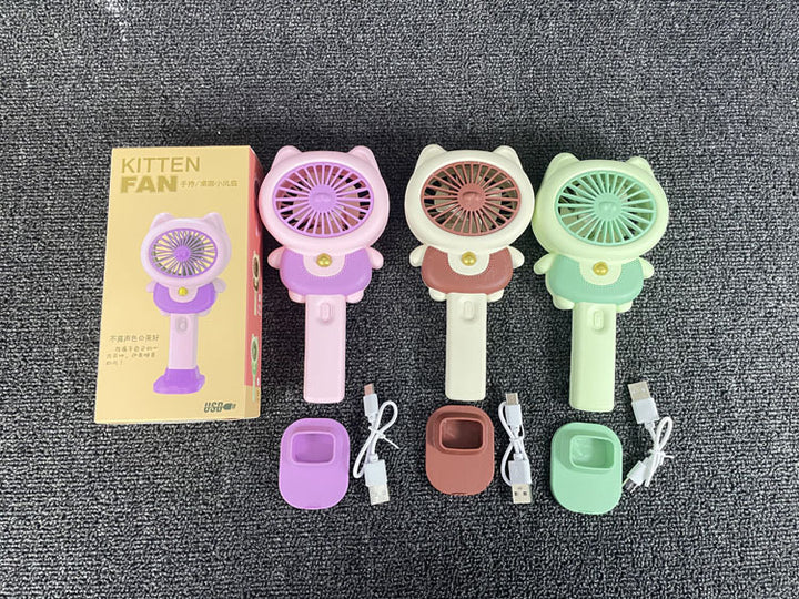 Unisex Bærbar Mini Håndvifte med søtt kattemotiv Luvikno