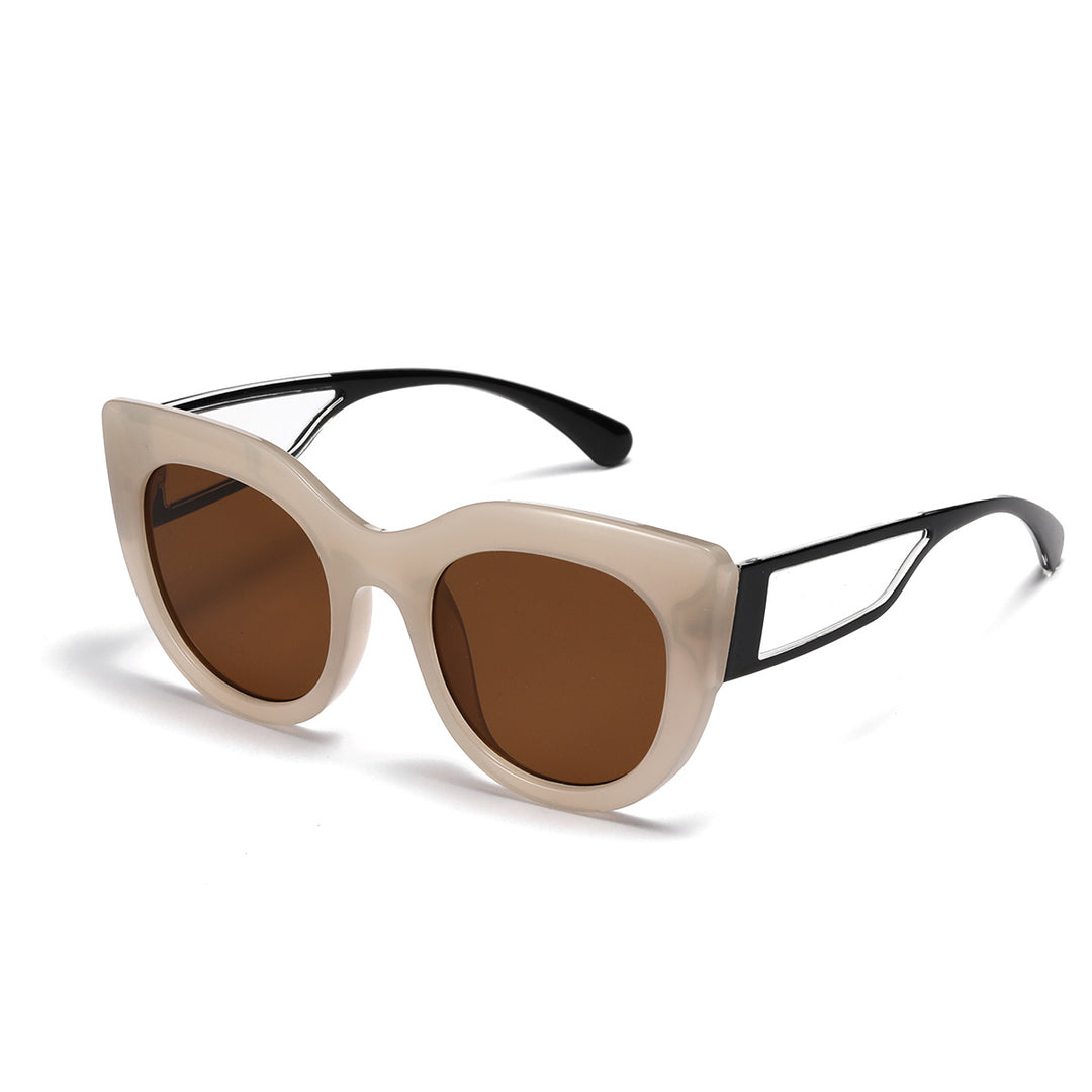 Dame trendy Cat-Eye solbriller med brede UV-beskyttende glas Luvikno