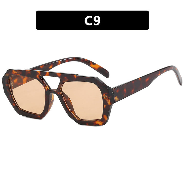 Dame oversized solbrille i markant, åttkantet design Luvikno